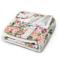 thumbnail image 2 of Wijzvio Letter J Flower Graphic Throw Blanket Soft Fuzzy Fleece Blanket For Couch Bed Living Room Decoration 80"X60", 2 of 9