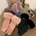 thumbnail image 2 of Fashion Women Gloves Autumn Winter Cute Furry Warm Mitts Full Finger Mittens Female Outdoor Sport Cycling Gloves (Pink,One Size), 2 of 7