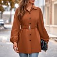 thumbnail image 1 of Chaqueta con botones para mujer camisa de manga farol a la moda cómoda y elegante chaqueta tipo túnica, 1 of 7
