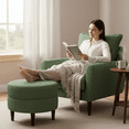 thumbnail image 4 of JIOABL Modern Accent Chair, Plush Lounge Armchair with Sturdy Wood Legs for Living Room & Bedroom, Green, 4 of 6