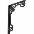 thumbnail image 6 of Ekena Millwork 2"W x 12"D x 15"H Fleur De Lis Wrought Iron Bracket, (Triple center brace), Powder Coated Black, 6 of 7
