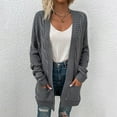 thumbnail image 2 of VISALY Long Cardigans Chunky Knit Cardigan Women's Cable Knit Long Sleeve Open Front Cardigan Oversized Lightweight Cardigan Sweaters Cover Up with Pockets Crochet Cardigan Beach Cardigan Grey S, 2 of 4
