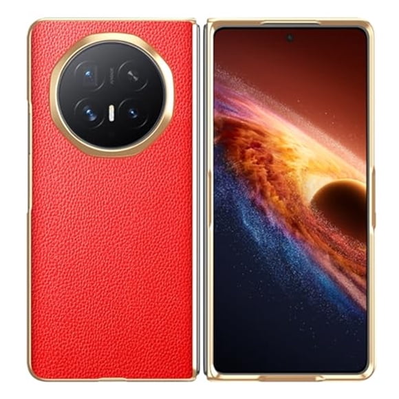 Case For Huawei Honor Magic V6, Genuine Leather Cover With Anti-Fingerprint Electroplated Camera Protective Shell