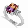 thumbnail image 2 of 925 Sterling Silver Natural Ametrine Ring for Women Bi-Color Octagon Shape Gemstone Emerald Cut Ametrine Jewelry Ring Gift for Her Rose Gold 7.5, 2 of 2