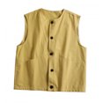 thumbnail image 5 of OSOLU Men's Tank Tops Loose Fit Sleeveless Solid Color Open Front Button Casual Summer Outdoor Activities Beach Vacation Vest, 5 of 5