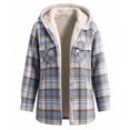 thumbnail image 4 of XUNKUSGA Jackets for Women Vintage Plaid Thickened Fleece Lined Hooded Shacket Women Casual Loose Long Sleeve Button Down Flannel Jacket Women Fall Winter Coat with Pockets, Size S, 4 of 9