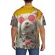 thumbnail image 3 of Fotbe Floral Sunglasses Cat Art Camisa Estampada de Manga Corta para Hombre, Casual de Verano, Estilo Playero, Sin Arrugas-Small, 3 of 5