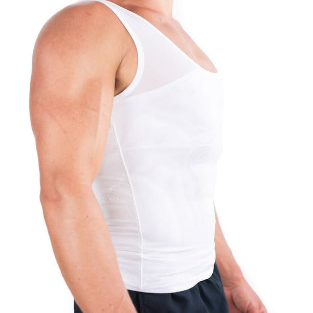 Esteem Apparel Original Men's Chest Compression Shirt to Hide Gynecomastia  Moobs Shapewear (White, 3XL)