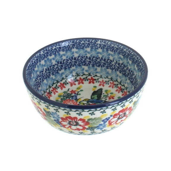 Blue Rose Polish Pottery Hummingbird Dessert Bowl