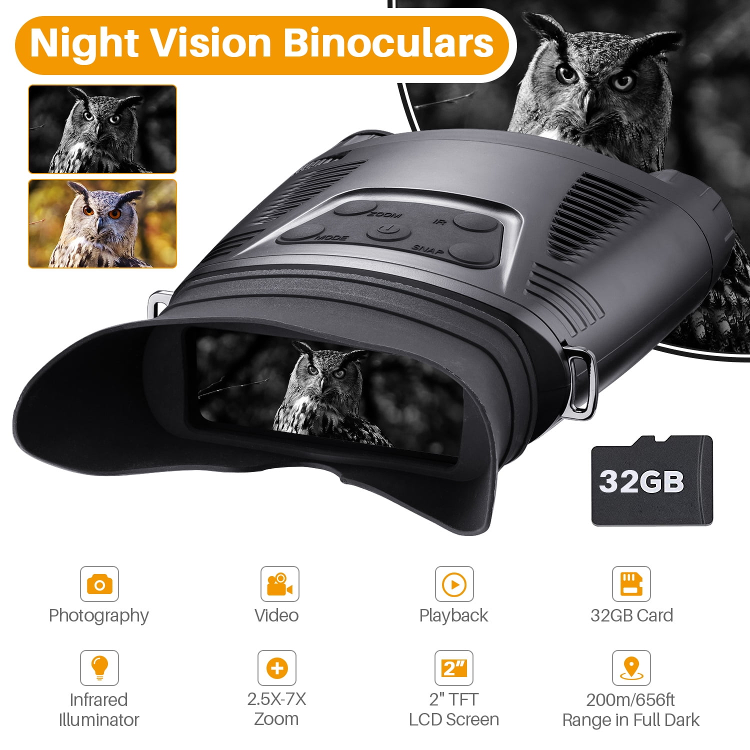 BNISE Night Vision Infrared Binoculars3.57X Night Vision Goggles for