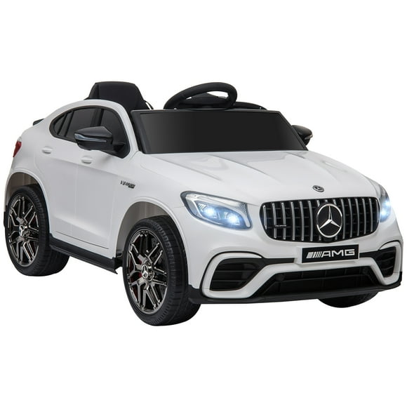 Aosom 12V/7AH Kids Ride on Car, Mercedes Benz AMG GLC63S Coupe, Electric Car with Remote Control, Handle, 2 Speed, with Music, Electric Light, Easy to Move, White