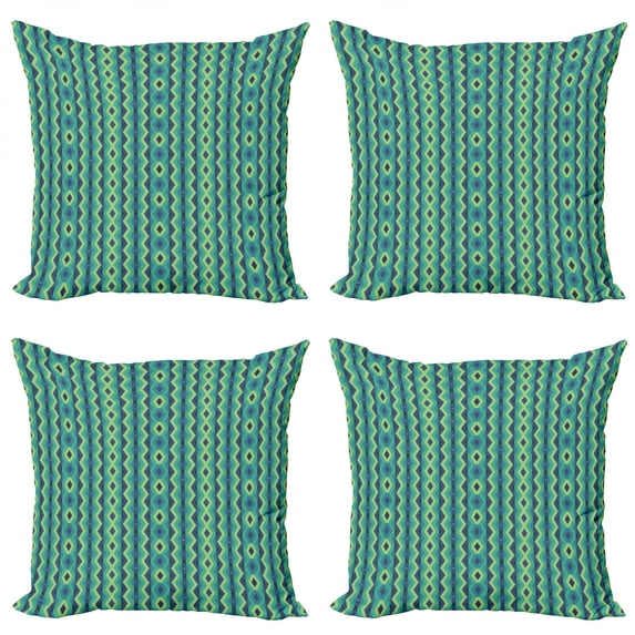 Ambesonne Chevron Throw Pillow Cover 4 Pack, Vintage Geometrical, 20", Pale Green Sea Green
