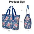 thumbnail image 3 of Tote Bag for Women - Pioneer Flower Shoulder Bag - Large Utility Work Duffle Bag with Zipper Handbag for Travel, Work, Sprots, 3 of 5