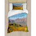 thumbnail image 1 of Appalachian Duvet Cover Set Twin Size, Daytime Photo of Woodland in Amazing Fall Colors in Smoky Mountains Tennessee, Decorative 2 Piece Bedding Set with 1 Pillow Sham, Multicolor, by Ambesonne, 1 of 3