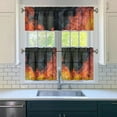 thumbnail image 3 of Geometric kitchen curtains set - Abstract rainbow gradient watercolor boho starry night ocean beach scenery tier and valance rod pocket curtains 54"x18"+27.5"x24"*2 machine washable eco-friendly, 3 of 6