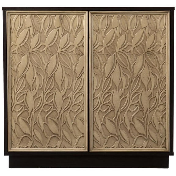 Maklaine Transitional Engineered Wood Accent Cabinet in Brown / Cream