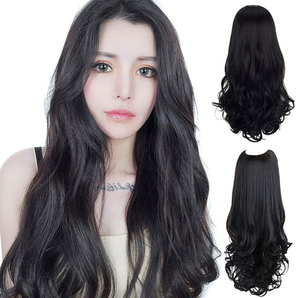 Hair Extensions Long Curly Wig Clips for Women Hair Cosplay Black Big Weave  