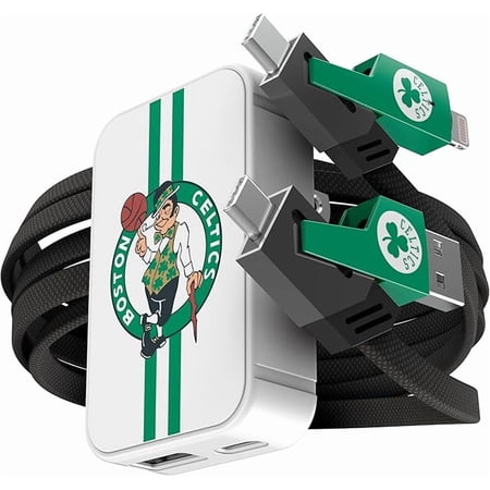 SOAR NBA Slim Wall Charger and 4 In 1 Multi Charging Cable- Boston Celtics SOAR NBA Slim Wall Charger and 4 In 1 Multi Charging Cable- Boston Celtics
