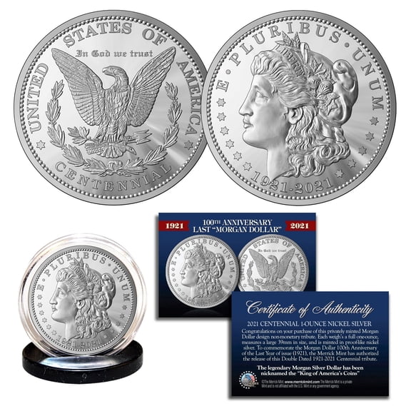 100th Anniversary of final MORGAN DOLLAR 1 OZ 39mm Tribute Coin w/ COA & Holder