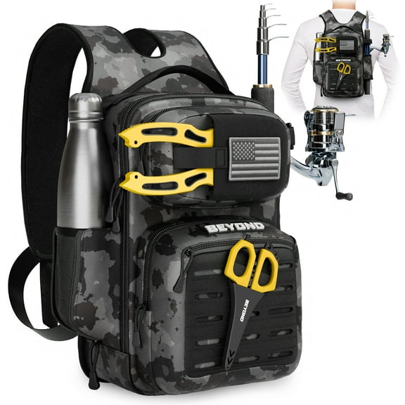 Beyond Fishing Tackle Backpack- The Voyager Tactical Fishing Storage Bag - Lightweight & Compact Bag For Fishing