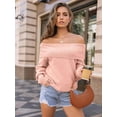 thumbnail image 2 of Womens Off The Shoulder Sweater Oversized Batwing Sleeve Loose Pullover Sweaters Tops, 2 of 13