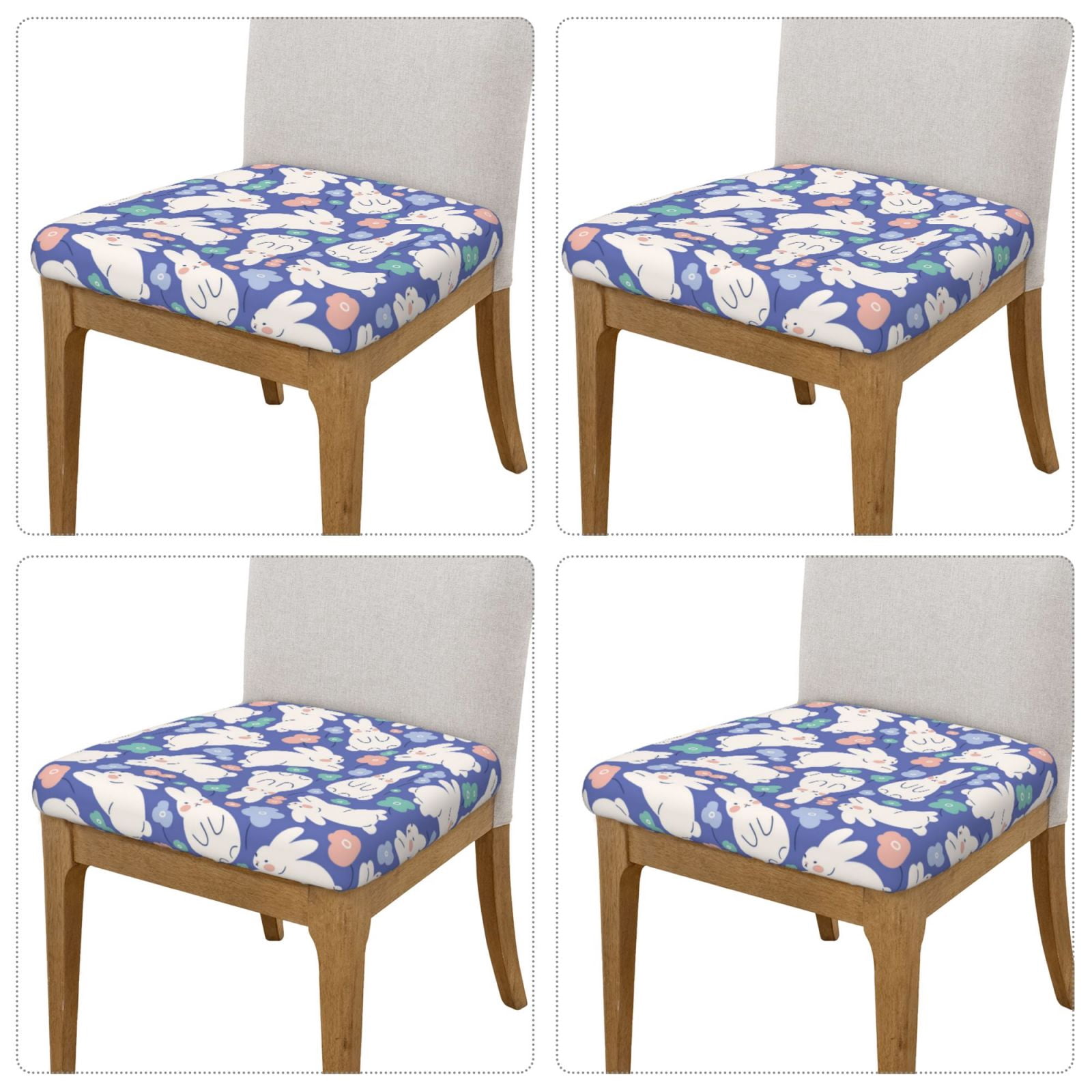 Vsdgher Cute White Rabbit Couch Cushion Covers, Non-Slip Sofa Seat Cushion Slipcovers, Soft Couch Covers（Don't include seat cushion）Four Pieces