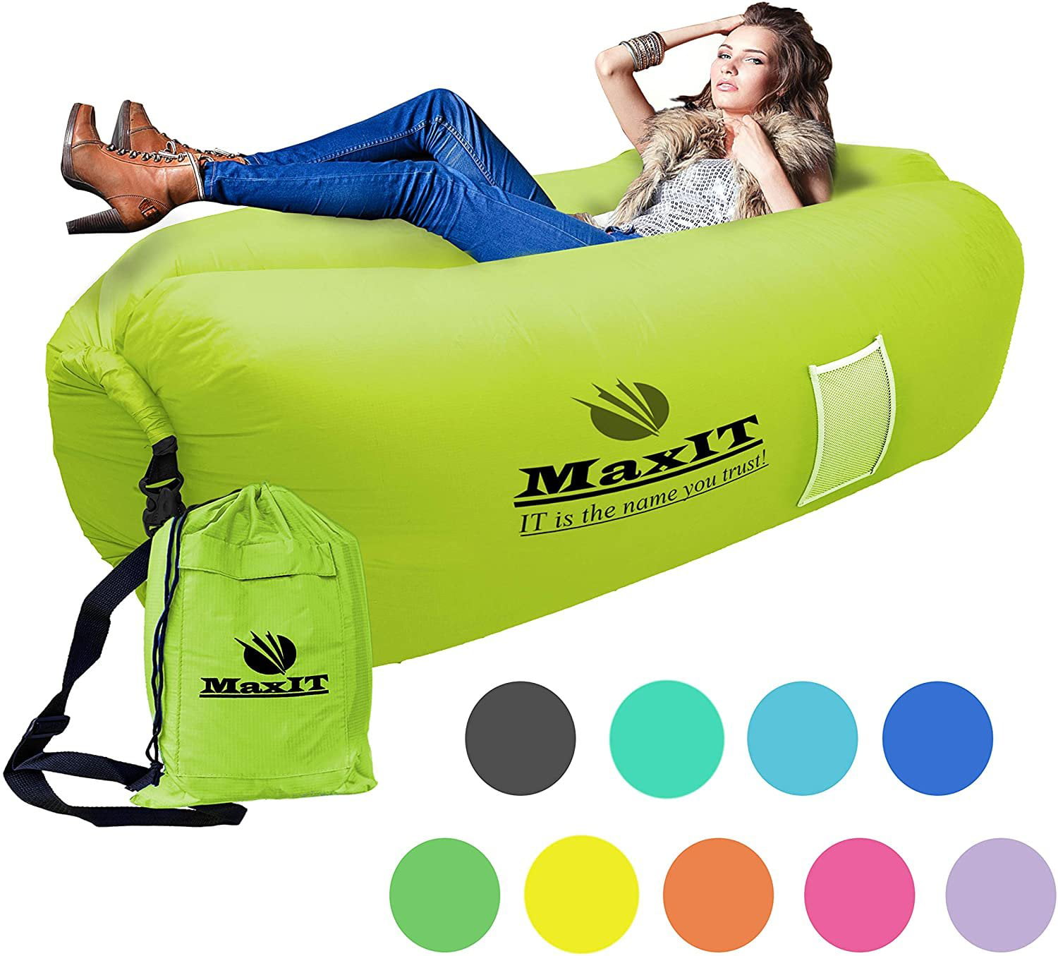 Details about   Instant Inflatable Lounger Portable Air Sofa Hammock Sleeping Bag No-Pump 