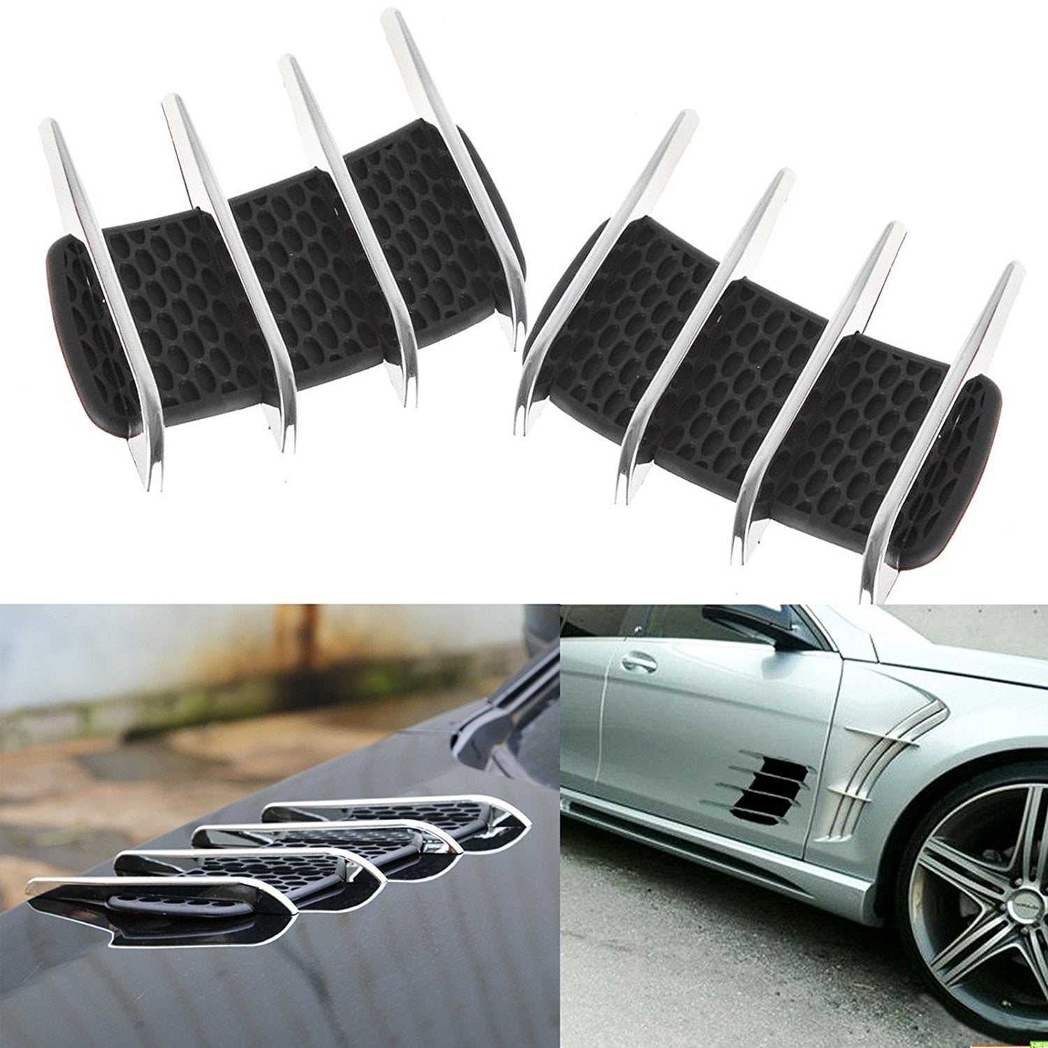 Cishop Car Styling Universal Car Stickers Turbo Bonnet Vent Cover Exterior Accessories Side vents decorative Air Flow Intake Scoop 