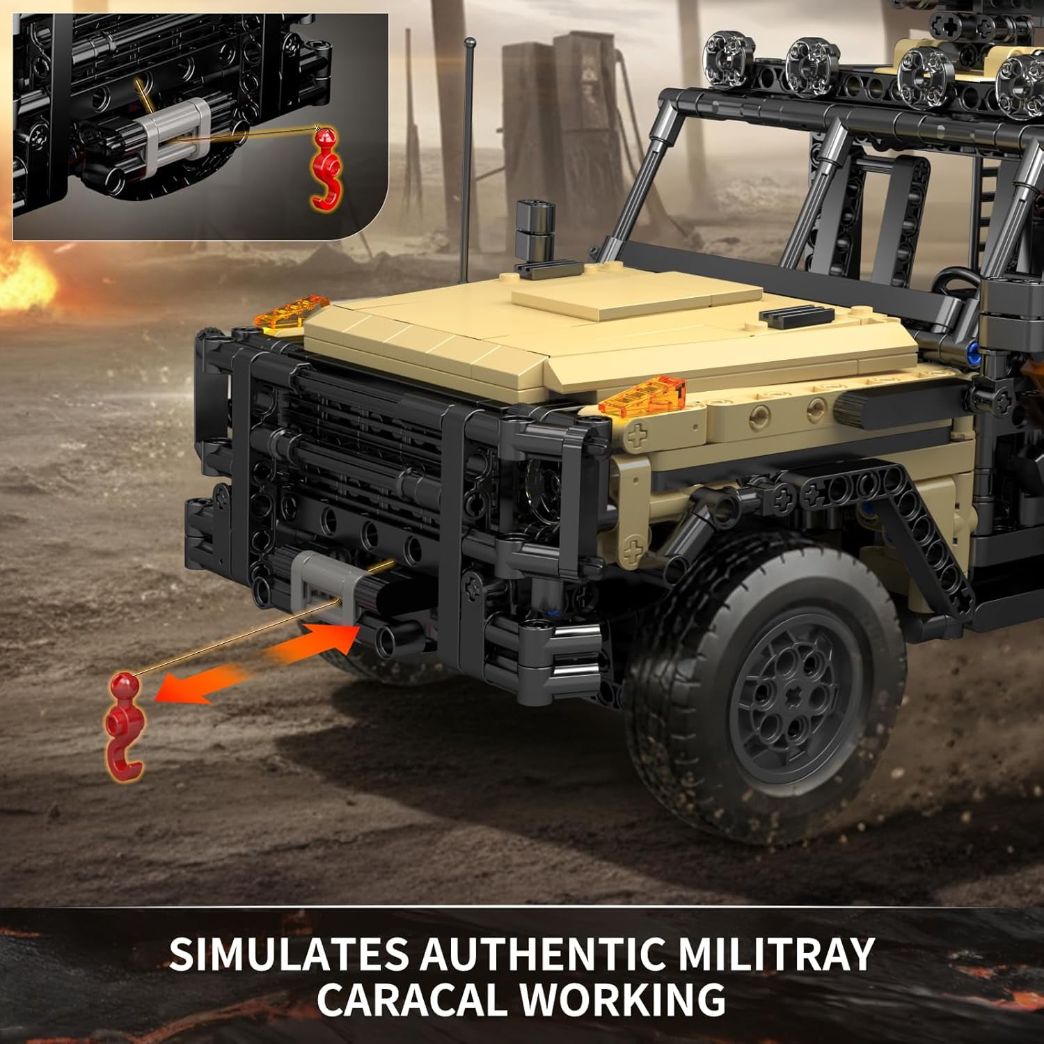Ylutex Military Off-Road Truck Building Block Set, Remote APP Control Assault Car Model Construction Building Block Kits, Adult Collectible Model Vehicle Sets(1577 Pieces)