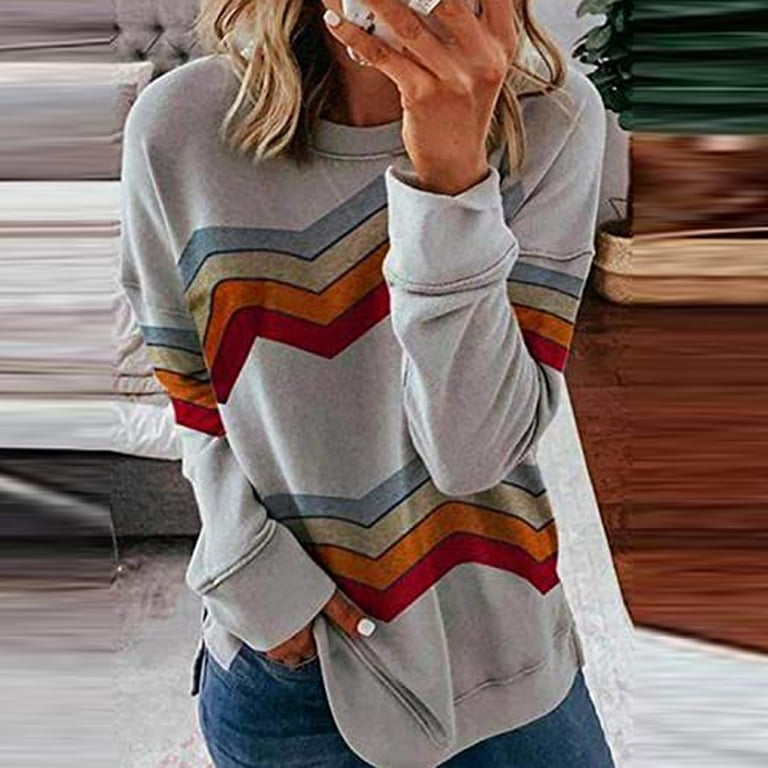 Shirt Matching Stripe Color Slim Sleeve Top Casual T Women's Print Long  Sleeve Undershirts for Women Long Sleeve Turtle Neck Ladies Women Long  Sleeve