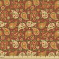 thumbnail image 2 of Ambesonne Orange Fabric by the Yard Upholstery, Retro Paisley Flowers, 1 Yard, Redwood Orange Cream, 2 of 5
