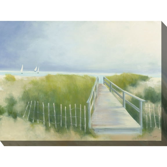 Outdoor Living and Style Green and Beige Gentle Breeze Outdoor Canvas Rectangular Wall Art Decor 30"