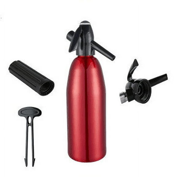 QuickWhip1 Litre Sparkling Beverage Siphon - Vibrant Red for Effervescent Drinks