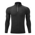 thumbnail image 1 of Blusa y camisa de manga larga con cuello alto para hombre, cuello alto, media cremallera, color liso, secado rápido, ropa deportiva There Are Bullets, ropa para correr, manga larga, poliéster., 1 of 2