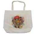 thumbnail image 1 of Animal Shopping Bag, Hipster Rapper Tiger Sunglasses Hat and Camera Artist Hippie Comic Print, Eco-Friendly Reusable Bag for Groceries Beach and More, 15.5" X 14.5", Cream, by Ambesonne, 1 of 2