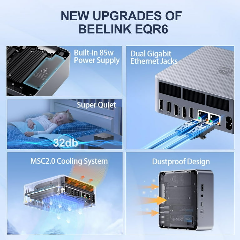Beelink EQR6 Mini PC AMD Ryzen 5 6600H(Up to 4.5GHz), 16GB DDR5