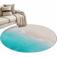 thumbnail image 2 of Summer Beaches Round Area Rugs 3 ft, Artistic Oceans Casual Sea Wave Coastal Landscape Washable Small Area Rug with Non-Slip Sturdy Edge Binding Round Front Door Mat Floor Carpet for Entryway, 2 of 9