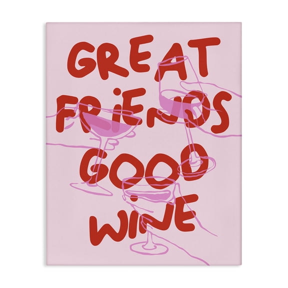 Stupell Industries Eclectic Great Friends Good Wine Canvas Art, 16 x 20, by House of Lulu