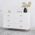 thumbnail image 6 of Jopath 6-Drawers Dresser for Bedroom,Modern High Glossy Surface Chest of Drawer with Golden Steel Legs,Wood Storage Organizer for Living Room,White02, 6 of 7
