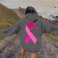 thumbnail image 2 of Fiaer,Hoodies for Breast Cancer Awareness,Womens Tops Loose Fit Casual Trendy,Long Sleeve Plus Size Drawstring Hooded Pullover with Pocket Dark Gray1 L, 2 of 7