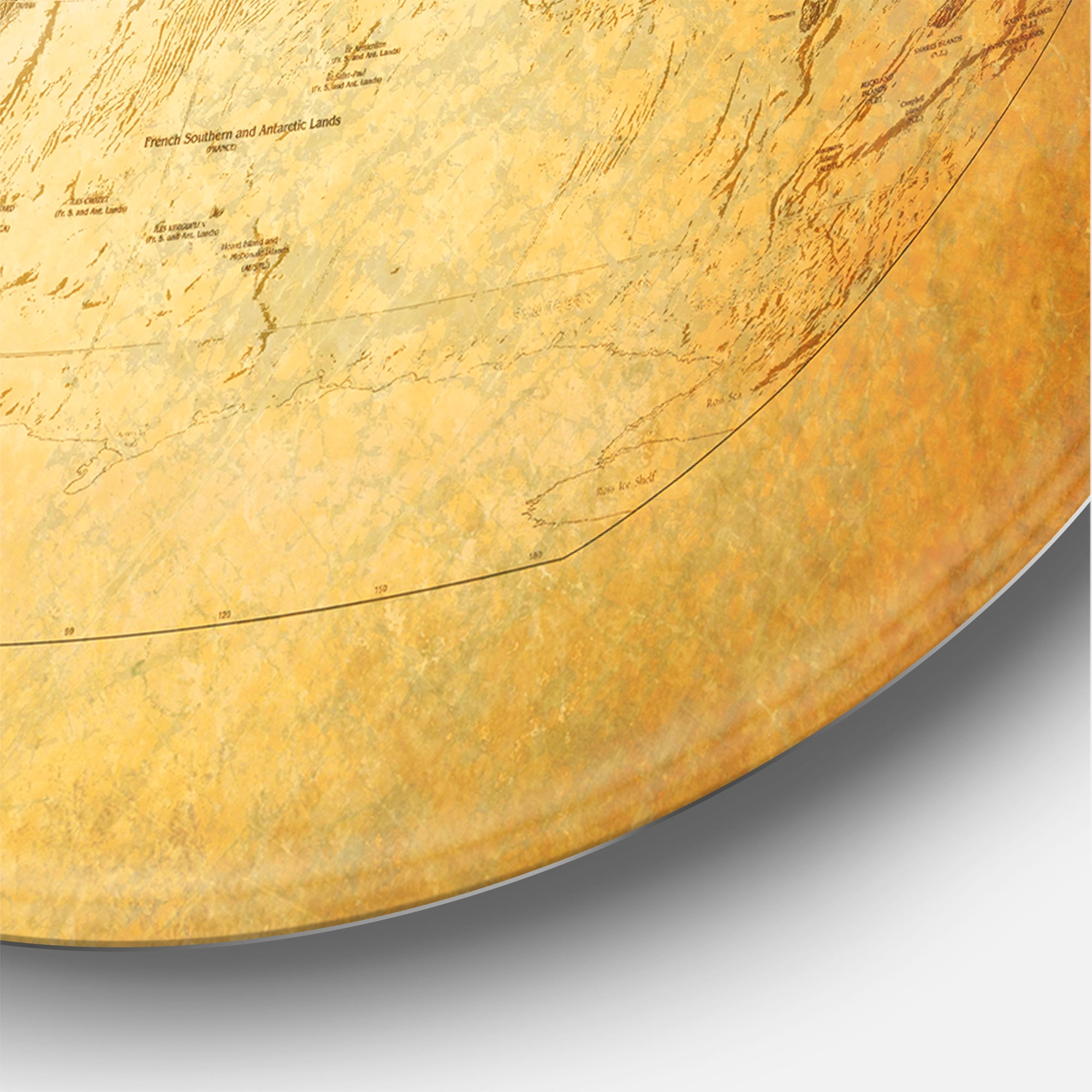 Designart 'Ancient World Map X' Vintage Circle Metal Wall Art 11x11 - Disc of 11