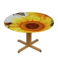 thumbnail image 3 of Awypu  Round Fitted Tablecloth Sunflower Animal Floral Bee Table Cloth with Elastic Edged Waterproof Wipeable Round Table Cover for Patio Parties Outdoor Decor White, 3 of 7