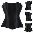 thumbnail image 2 of Fjofpr 50% off Clear! Black Corset Tops for Women Women Solid Color Zipper Sexy Court Vintage Corset Straps Tank Top, 2 of 9