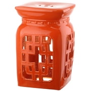 Safavieh Beijing Filigree Indoor/Outdoor Garden Patio Stool, Orange