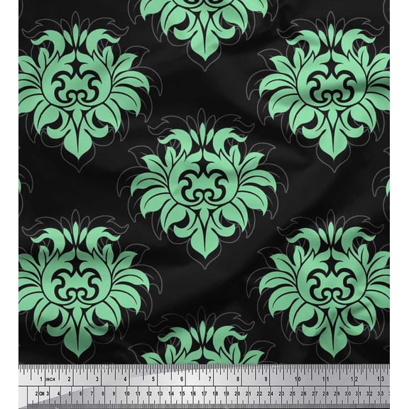 Soimoi Cotton Duck Fabric Seamless Baroque Damask Print Fabric by the Yard 42 Inch Wide
