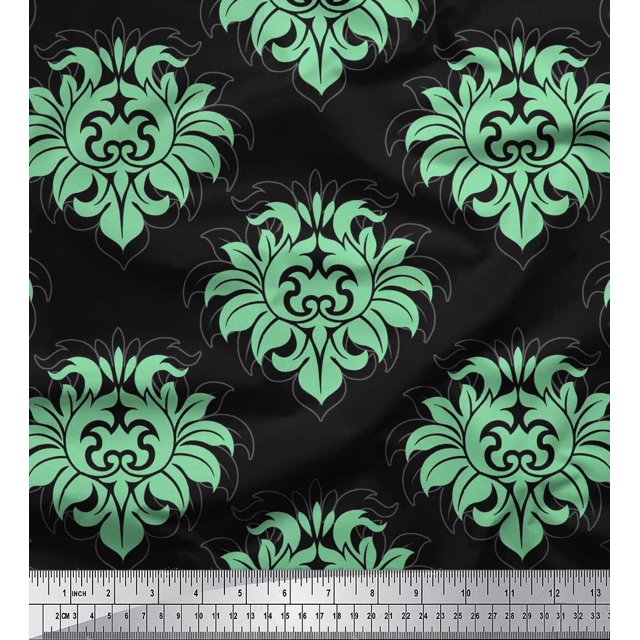 Soimoi Rayon Fabric Seamless Baroque Damask Print Fabric by Yard 56 Inch Wide