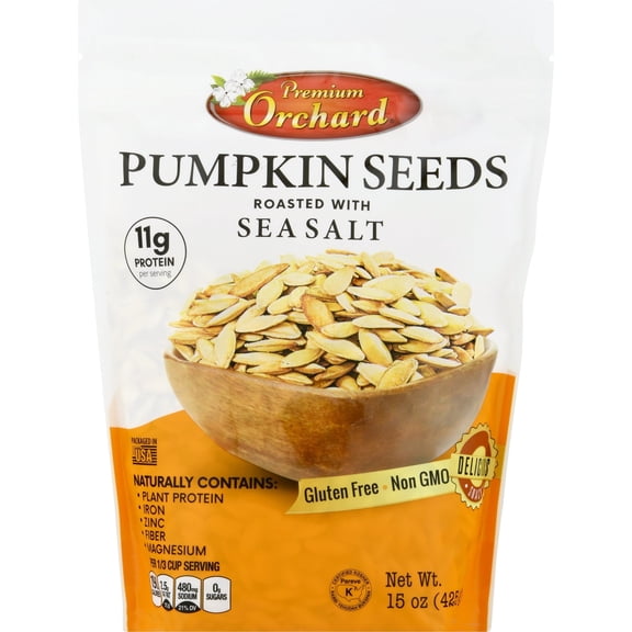 ROASTED PUMPKIN SEEDS to Eat in Shell by Premium Orchards MIXED NUTS - Sea Salt - 1 Bag