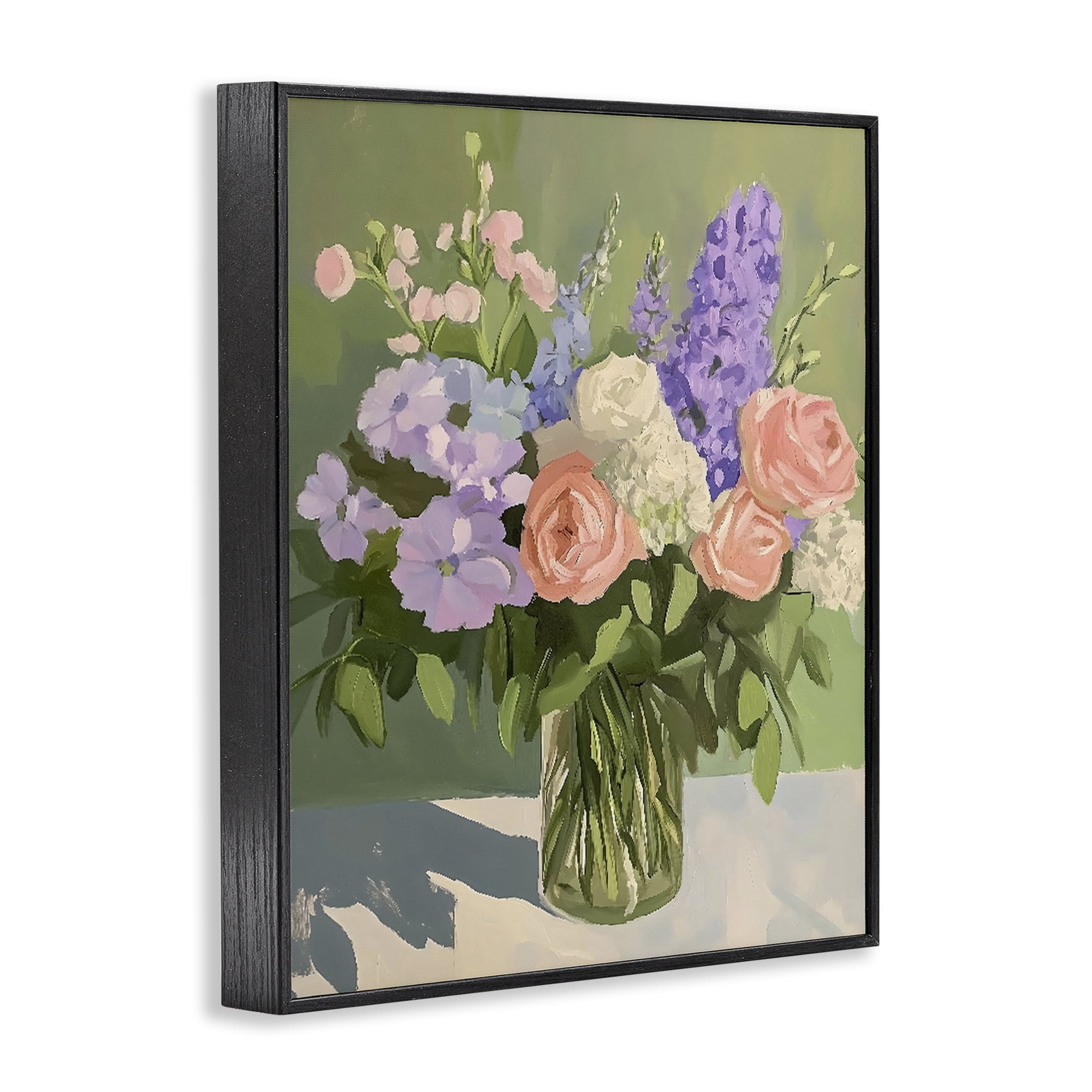 Stupell Industries Mixed Roses & Lilacs Bouquet Black Framed Giclee Art, design by The Prints Vibe