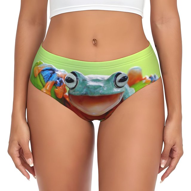 Balery Flying Frog On Branch Ropa Interior de Algodón para Mujer con Dibujo – Braguitas Cómodas y Elásticas, Estilo Clásico-Large