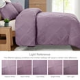 thumbnail image 4 of Exclusivo Mezcla Ultrasonic King Quilt Set, 3-Piece Lightweight Bedspreads Modern Striped Coverlet, Dusty Lavender, 4 of 7